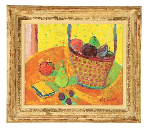 ROGER MARCEL LIMOUSE (American, 1894-1990) STILL LIFE WITH FRUIT IN A BASKET. 