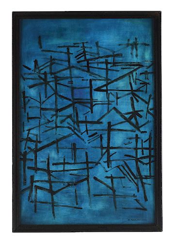 KAZUO NAKAMURA (Canadian, 1926-2002) UNTITLED ABSTRACT IN BLUE. 