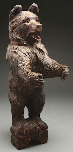 Black Forest Large Wooden Bear Statue. 