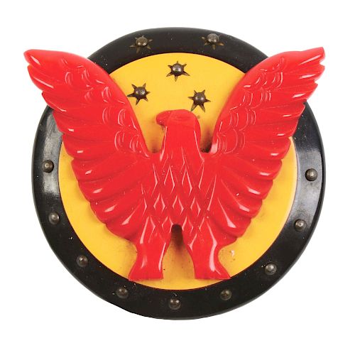 Laminated Patriotic Carved Eagle and Shield Pin.