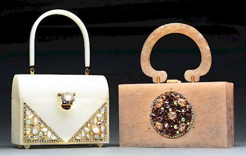 Lot of 2: Vintage 1950's Lucite Box Handbags. 