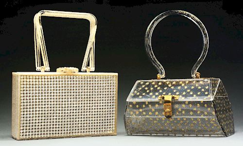 Lot of 2: Vintage 1950's Lucite Box Handbags.