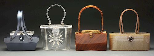 Lot of 4: Vintage 1950's Lucite Handbags.