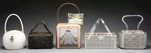 Lot of 5: Vintage 1950's Lucite Handbags.