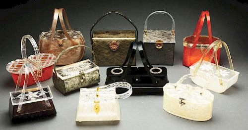 Lot of 11: Vintage 1950's Lucite Handbags.