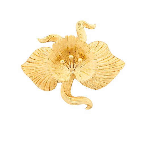 TIFFANY & CO. YELLOW GOLD ORCHID BROOCH