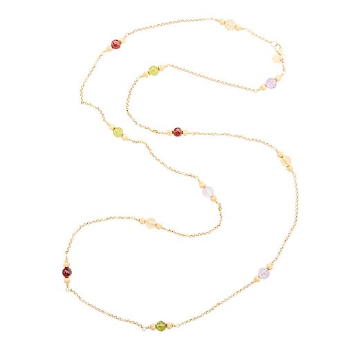 GEMSTONE BEAD YELLOW GOLD CHAIN NECKLACE