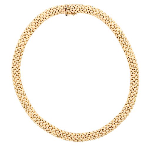 WOVEN YELLOW GOLD COLLAR NECKLACE