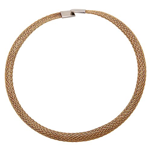 WOVEN YELLOW GOLD COLLAR NECKLACE