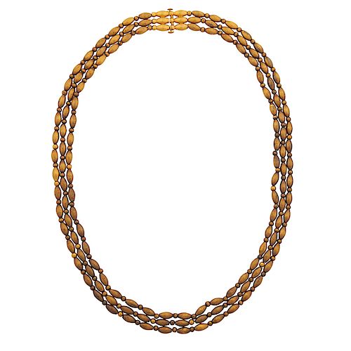 YELLOW GOLD BEAD NECKLACE