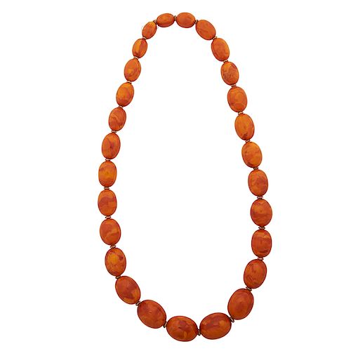 RECONSTITUTED AMBER BEAD NECKLACE