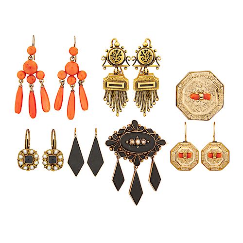 VICTORIAN EARRINGS & BROOCHES