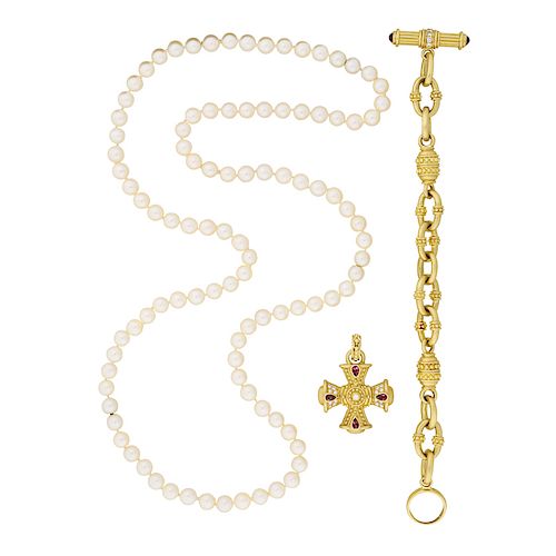 GEM-SET & YELLOW GOLD OR PEARL JEWELRY, INCL. JUDITH RIPKA 