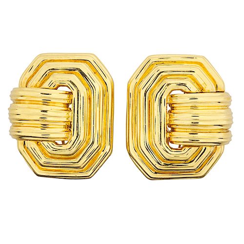 HENRY DUNAY YELLOW GOLD EAR CLIPS