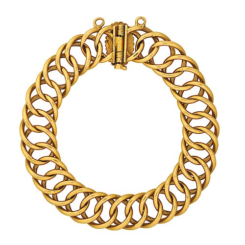 YELLOW GOLD DOUBLE CURB LINK BRACELET