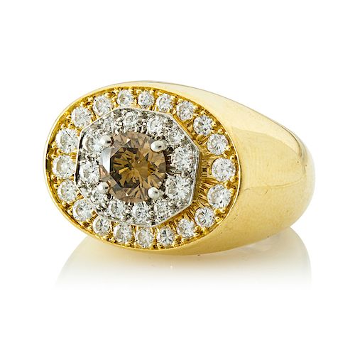 DAVID WEBB COGNAC DIAMOND & YELLOW GOLD RING