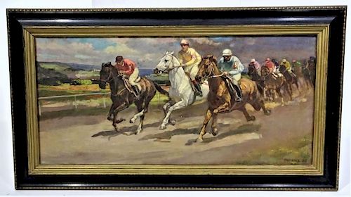 Signed and Dated Horseracing Scene
