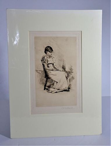 Henry Cariss (1850 - 1903) “Repose” Etching