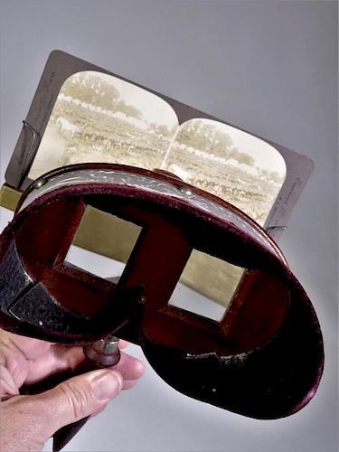 Holmes-Pattern Stereoscope and Stereoview Cards