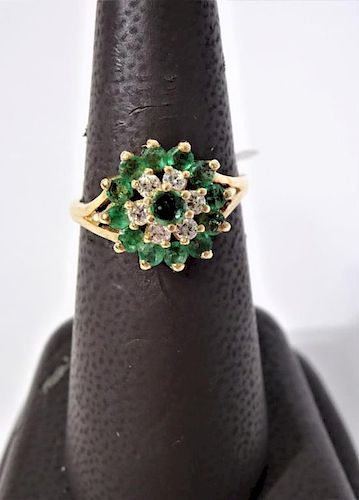 Diamond and Emerald Ring 14k Yellow gold