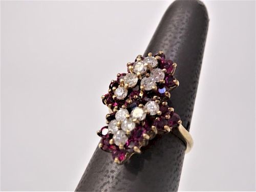 Ruby and Diamond Cocktail Ring 14k Yellow Gold