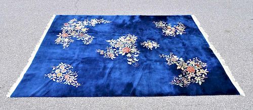 Early Chinese Royal Blue Room Size Rug
