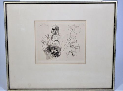 Signed Early 20th C. Framed Etching