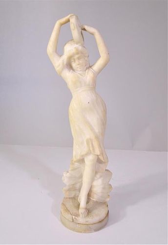 Classic Carved Alabaster Statue of a Maiden