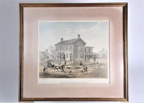 Framed Lithograph, Home of Abraham Lincoln