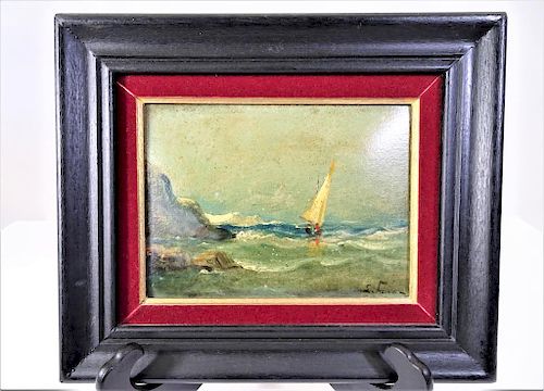 19th C. Signed Maritime Oil on Board