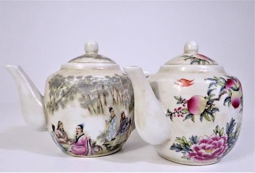(2) Chinese Signed White Porcelain Teapots