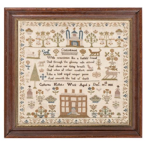 Sampler by Catharine Kellets, Dated 1822