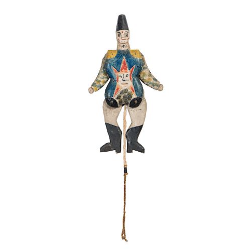 Folk Art Harlequin Jumping Jack Toy