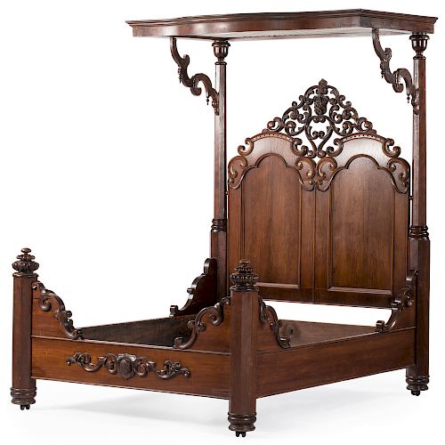 Victorian Rosewood Half Tester Bed