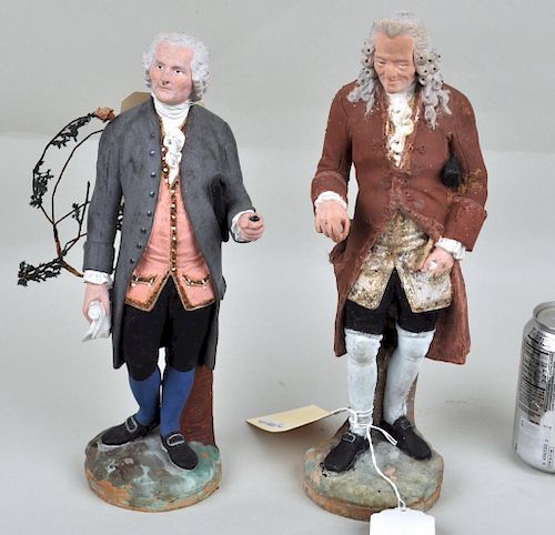 Painted Terracotta Figures, Rousseau & Voltaire