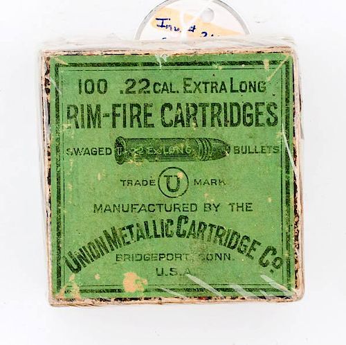 Box of Union Metallic Cartridge Company .22 Caliber Extra Long Cartridges 