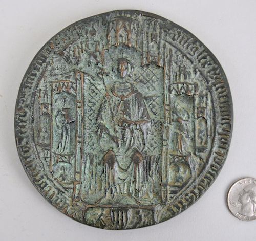 Medieval Style Bronze Figural Medallion