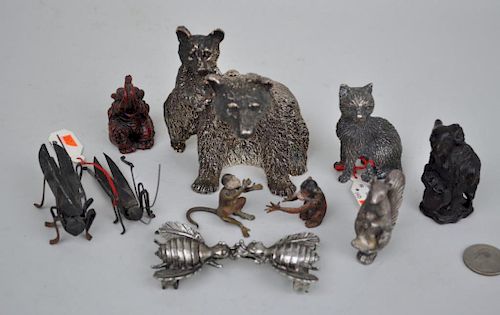 Group Silver, Metal & Wood Figural Items