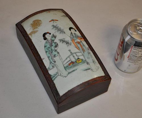 Chinese Export Famille Rose Lidded Hardwood Box