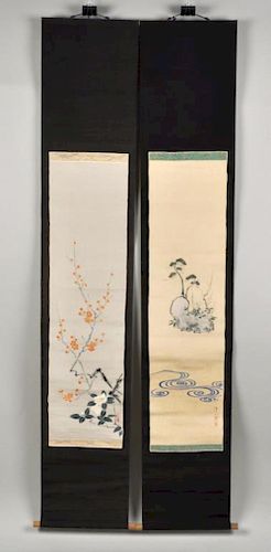 Two Cased Japanese Scrolls, Signed