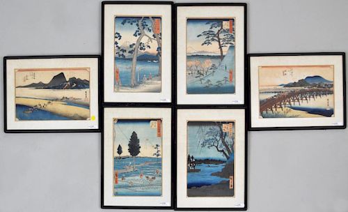 Group of Six Japanese W/B Prints by Hokusai