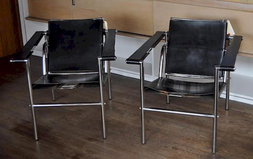 Pair Le Corbusier Style Basculant Armchairs