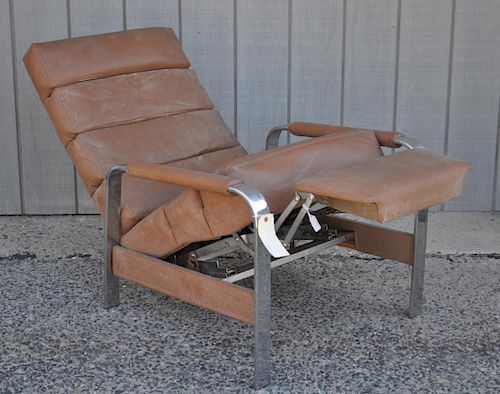 Modern Chrome & Upholstered Recliner Chair