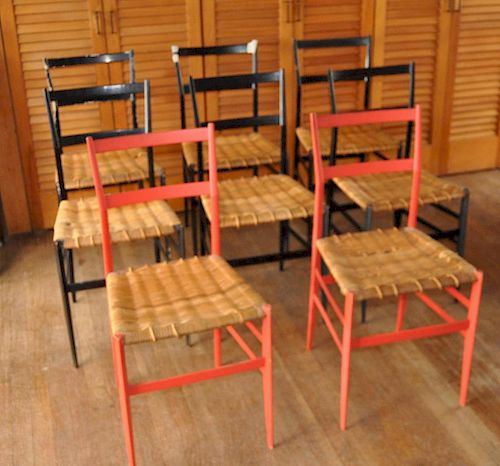 Set Eight Gio Ponti Painted Dining Chairs