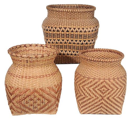Three Cherokee Burden Baskets