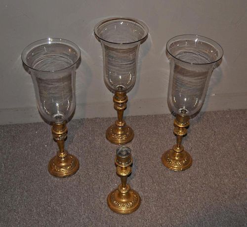 Group Four Brass Weighted Candlestick Lamps