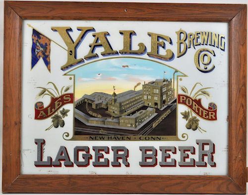 Original Yale Brewing Co. Reverse Glass Sign
