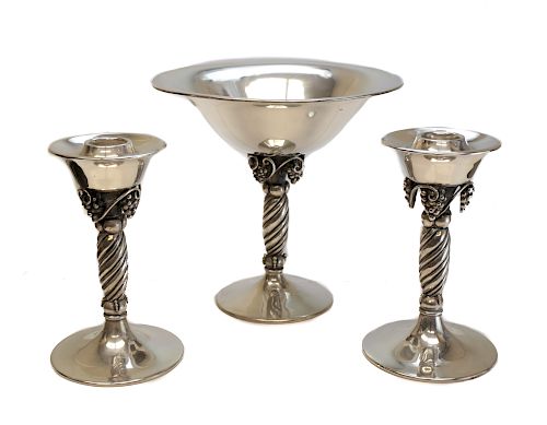 3pc Sterling Silver Compote & Candlesticks