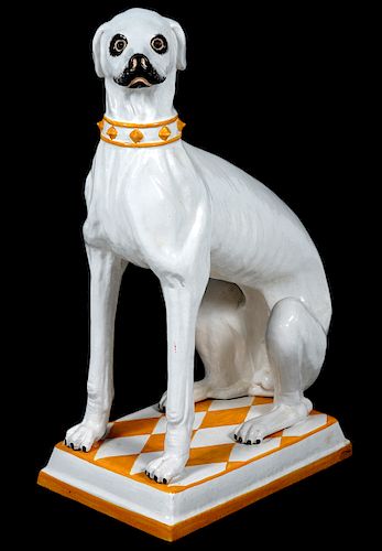 Large 20th C. Italian Ceramic Seated Dog