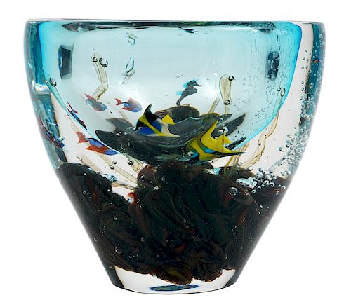 Stefano Toso Murano Glass Aquarium Vase